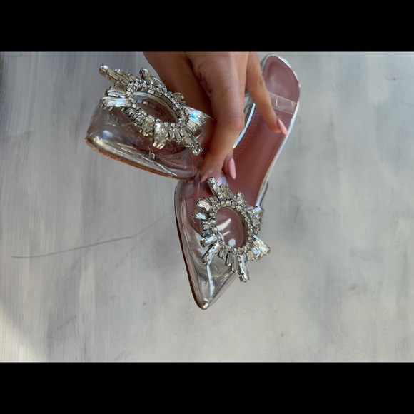 ❌SOLD❌Amina Muaddi Clear Begum Glass Pvc Crystal Transparent Slingback Sandal - Picture 16 of 16